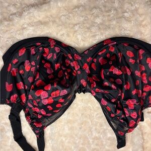 Goddess Black and Red Floral Bra